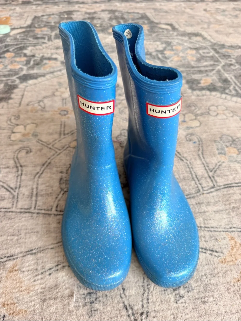 Hunter Kids Blue Glitter Rain Boots